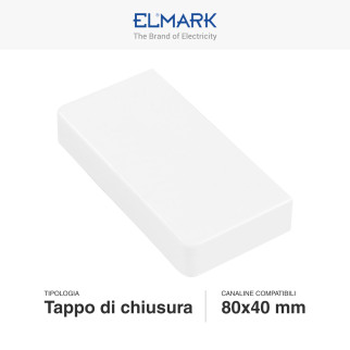 Elmark Tappo di Chiusura Canaline Passacavi 80x40 in Plastica Bianca