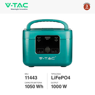 VT-1001 Accumulatore Portatile LiFePO4 1050Wh 1000W V-Tac
