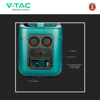 VT-1001 Accumulatore Portatile LiFePO4 1050Wh 1000W V-Tac