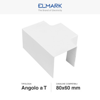Elmark Angolo a T per Canaline Passacavi 80x60 in Plastica Bianca