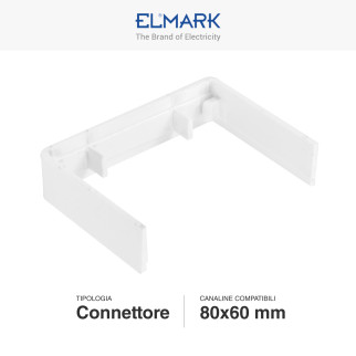 Elmark Connettore per Canaline Passacavi 80x60 in Plastica Bianca