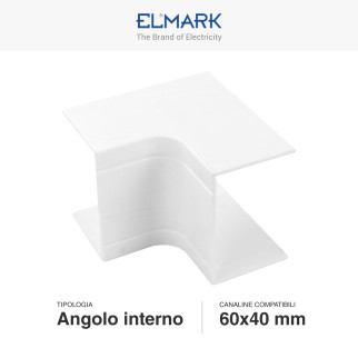 Elmark Angolo Interno per Canaline Passacavi 60x40 in Plastica Bianca