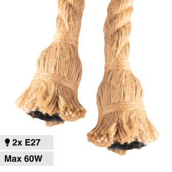 Universo Lampadario Sospensione 2 Portalampada E27 in Corda mod. E27-M2