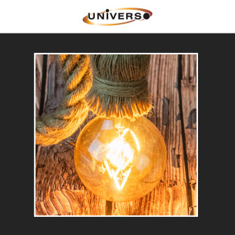 Universo Lampadario Sospensione 2 Portalampada E27 in Corda mod. E27-M2