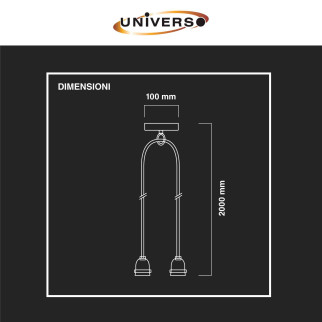Universo Lampadario Sospensione 2 Portalampada E27 in Corda mod. E27-M2