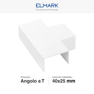 Elmark Angolo a T per Canaline Passacavi 40x25 in Plastica Bianca