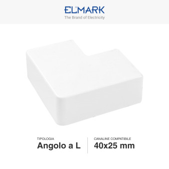Elmark Angolo a L per Canaline Passacavi 40x25 in Plastica Bianca