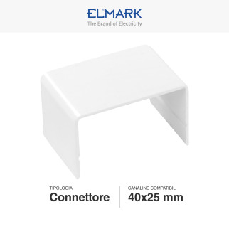 Elmark Connettore per Canaline Passacavi 40x25 in Plastica Bianca