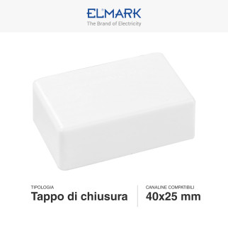 Elmark Tappo di Chiusura Canaline Passacavi 40x25 in Plastica Bianca