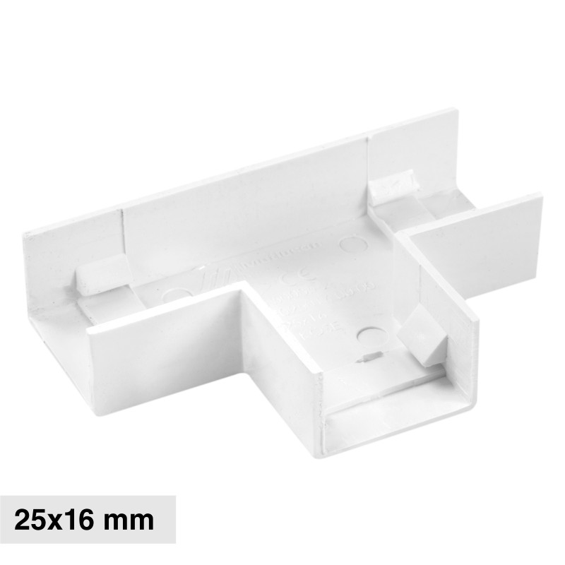 Elmark Angolo a T per Canaline Passacavi 25x16 in Plastica Bianca