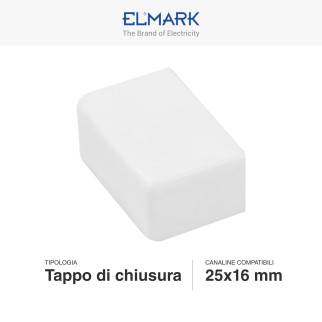 Elmark Tappo di Chiusura Canaline Passacavi 25x16 in Plastica Bianca
