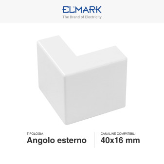 Elmark Angolo Esterno per Canaline Passacavi 40x16 in Plastica Bianca