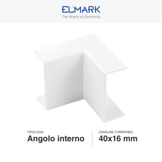 Elmark Angolo Interno per Canaline Passacavi 40x16 in Plastica Bianca