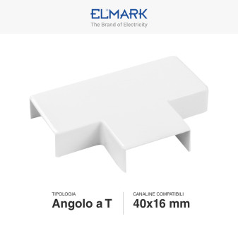 Elmark Angolo a T per Canaline Passacavi 40x16 in Plastica Bianca