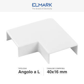 Elmark Angolo a L per Canaline Passacavi 40x16 in Plastica Bianca