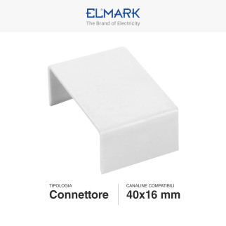 Elmark Connettore per Canaline Passacavi 40x16 in Plastica Bianca