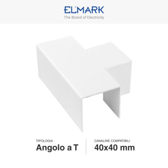 Elmark Angolo a T per Canaline Passacavi 40x40 in Plastica Bianca
