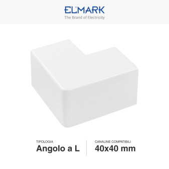 Elmark Angolo a L per Canaline Passacavi 40x40 in Plastica Bianca