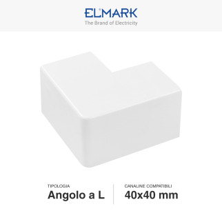 Elmark Angolo a L per Canaline Passacavi 40x40 in Plastica Bianca