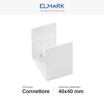 Elmark Connettore per Canaline Passacavi 40x40 in Plastica Bianca
