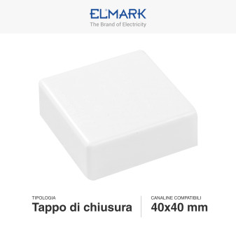 Elmark Tappo di Chiusura Canaline Passacavi 40x40 in Plastica Bianca
