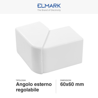 Elmark Angolo Esterno Regolabile per Canaline Passacavi 60x60