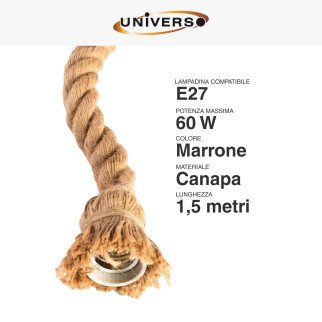 Universo Lampadario Sospensione Portalampada E27 in Corda mod. E27-M1