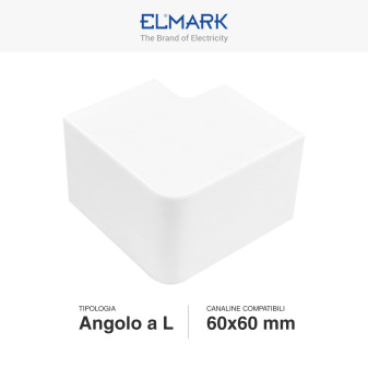 Elmark Angolo a L per Canaline Passacavi 60x60 in Plastica Bianca