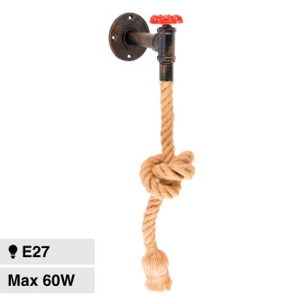 Universo Portalampada da Parete E27 Applique in Metallo e Canapa mod. E29