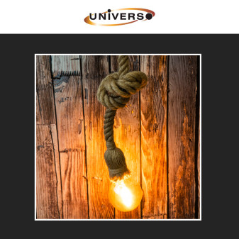 Universo Portalampada da Parete E27 Applique in Metallo e Canapa mod. E29