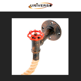 Universo Portalampada da Parete E27 Applique in Metallo e Canapa mod. E29