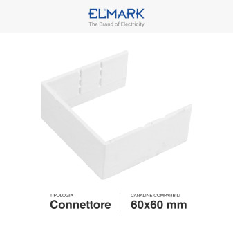 Elmark Connettore per Canaline Passacavi 60x60 in Plastica Bianca