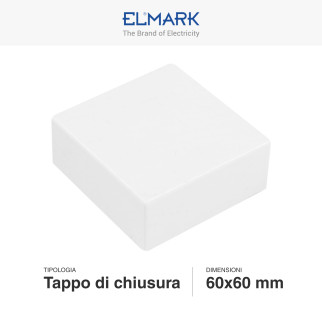 Elmark Tappo di Chiusura Canaline Passacavi 60x60 in Plastica Bianca