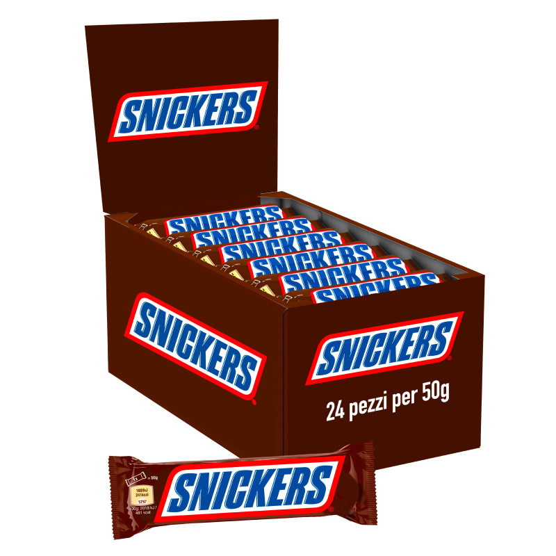 Snack con Arachidi e Caramello Ricoperto di Cioccolata Snickers 24x