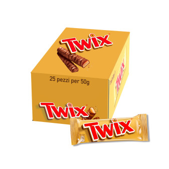 Snack con Biscotto e Caramella Mou Ricoperto di Cioccolata Twix 25x