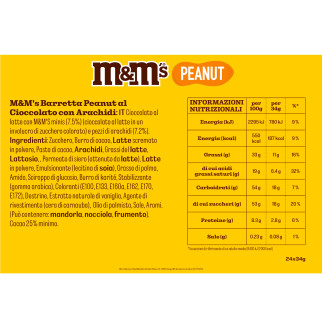 Barretta con Arachidi Ricoperta di Cioccolato M&M's Peanut 24x 34g
