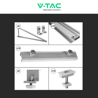 Kit Struttura per Montaggio di 8 Pannelli Solari su Tetto Piano