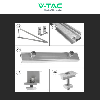 Kit Struttura per Montaggio di 8 Pannelli Solari su Tetto Piano