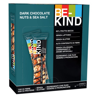 Dark Chocolate Nuts & Sea Salt 12 Barrette 40g Be-Kind