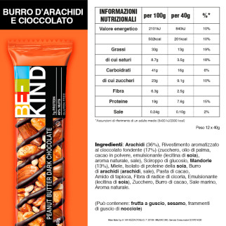 Peanut Butter Dark Chocolate Barretta 40g Be-Kind