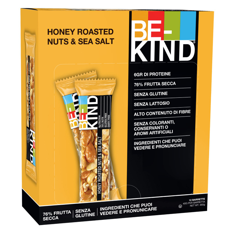 Honey Roasted Nuts & Sea Salt 12 Barrette 40g Be-Kind