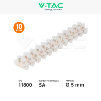 Morsettiera da 12 Connettori per Cavi Elettrici 5A da 5mm V-Tac