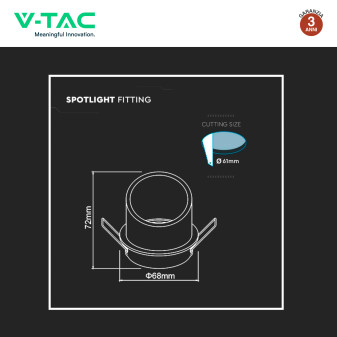 Portafaretto Rotondo GU10 e GU5.3 (MR16) Bianco V-Tac VT-974