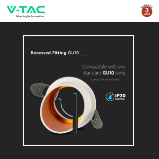 Portafaretto Rotondo GU10 e GU5.3 (MR16) Bianco V-Tac VT-974