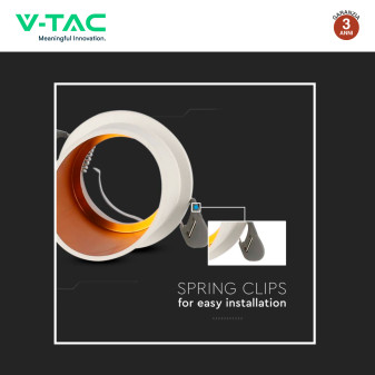 Portafaretto Rotondo GU10 e GU5.3 (MR16) Bianco V-Tac VT-974