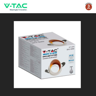 Portafaretto Rotondo GU10 e GU5.3 (MR16) Bianco V-Tac VT-974