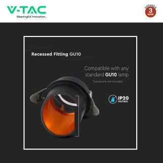 Portafaretto Rotondo GU10 e GU5.3 (MR16) Nero V-Tac VT-974
