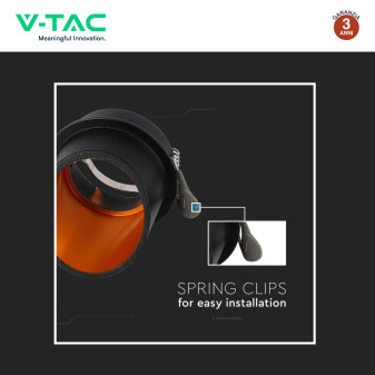 Portafaretto Rotondo GU10 e GU5.3 (MR16) Nero V-Tac VT-974