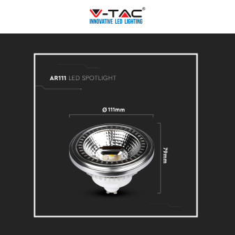 VT-1112D Faretto LED GU10 12W AR111 COB CRI≥90 Dimmerabile V-Tac