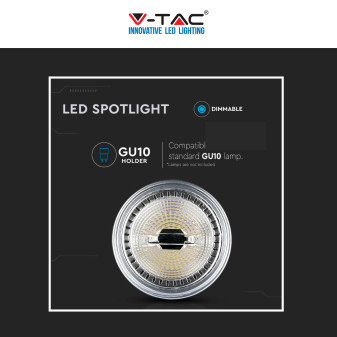 VT-1112D Faretto LED GU10 12W AR111 COB CRI≥90 Dimmerabile V-Tac